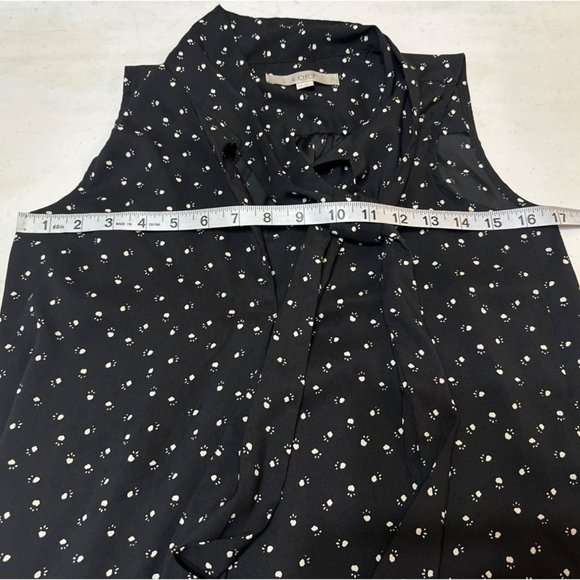 LOFT Sleeveless Women's Long Blouse Dog Paw Prints w/Front Tie Women's Size XS - Picture 9 of 11